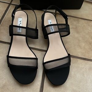 Black Mesh Block Heel Sandal